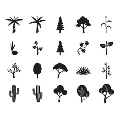 Wall Mural - collection of tree icons