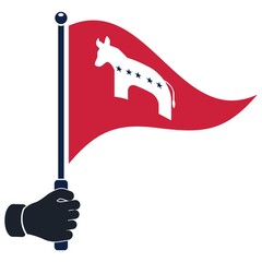 Poster - hand holding democrat party flag