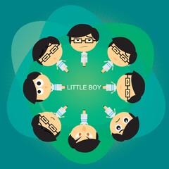 Sticker - circle of boys with expression