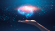 © Prostock-studio - Hand holding shining brain over galaxy background
