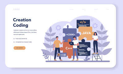 Software web banner or landing page. Idea of programming
