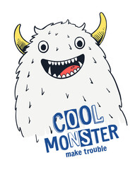 Wall Mural - Cool monster vector illustration with slogan graphic, for t-shirt and other uses.