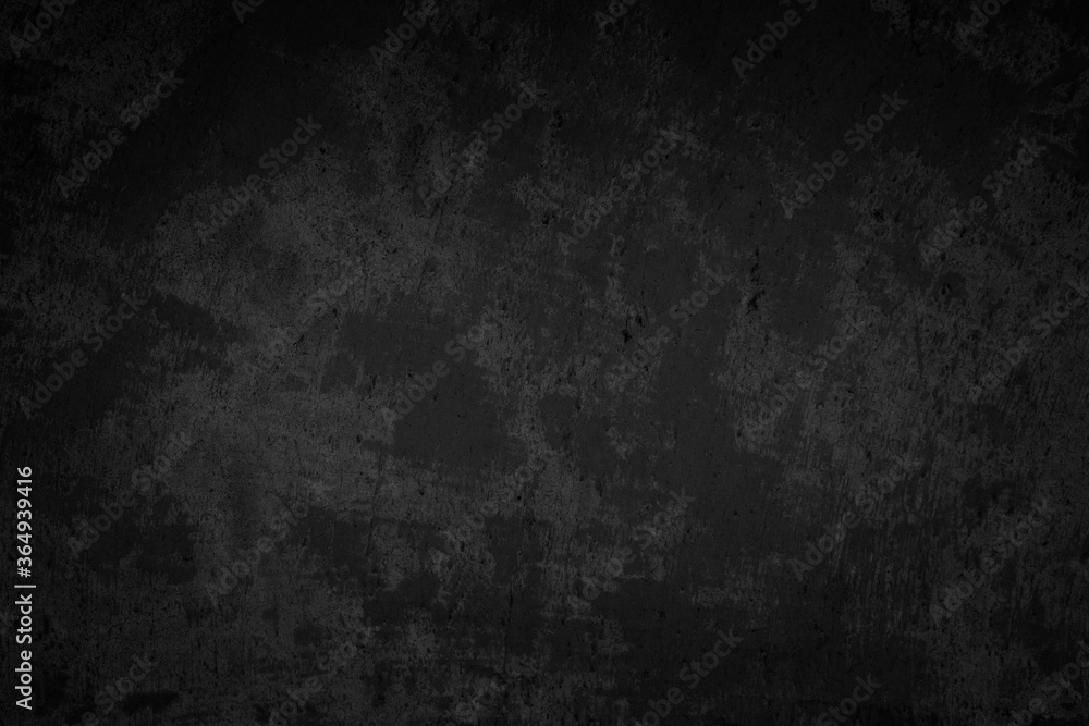Art black concrete stone texture for background in black. Abstract color dry scratched surface wall cover colorful paper scratches shabby vintage Cement and sand grey dark detail covering. - obrazy, fototapety, plakaty 