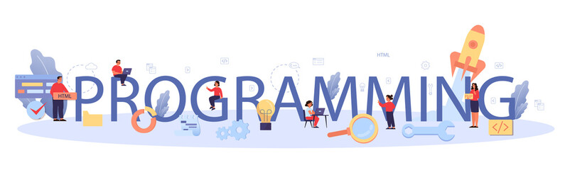 Programming typographic header. Student write software and create