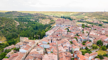 Wall Mural - aerial view of siguenza medieval town in guadalajara, Spain