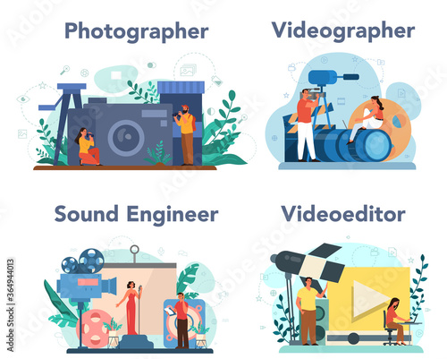 Fotografía Video production, photography and sound engineering concept set.