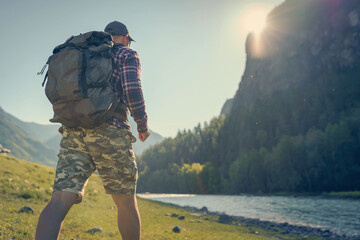 Canvas Print - hiker in the mountains