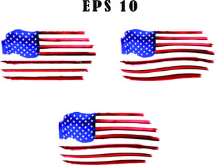 Wall Mural - USA Flag, watercolor flag - Distressed american flag, usa flags. EPS 10, Clip art,