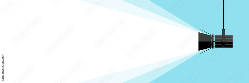Banner spotlight . Vector flat spotlight on blue background. Vector illustration - obrazy, fototapety, plakaty 