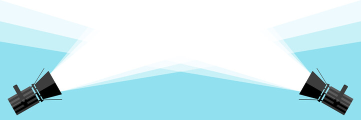 banner two spotlight . vector flat spotlight on blue background. vector illustration