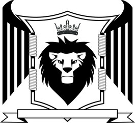 Wall Mural - lion head tattoo coat of arms crest in vector format