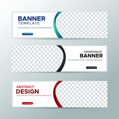 Wall Mural - Set of three vector abstract banners with place for photo. Trendy modern flat material design style. Business ad. Text placeholder. vector eps 10