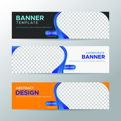 Wall Mural - Set of three vector abstract banners with place for photo. Trendy modern flat material design style. Business ad. Text placeholder. vector eps 10
