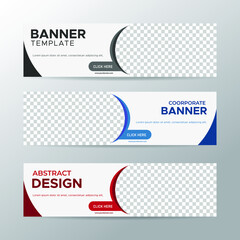 Wall Mural - Set of three vector abstract banners with place for photo. Trendy modern flat material design style. Business ad. Text placeholder. vector eps 10