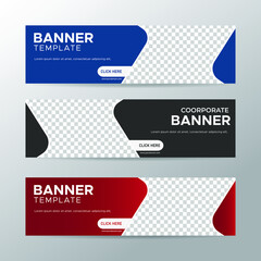 Wall Mural - Set of three vector abstract banners with place for photo. Trendy modern flat material design style. Business ad. Text placeholder. vector eps 10
