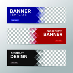 Wall Mural - Set of three vector abstract banners with place for photo. Trendy modern flat material design style. Business ad. Text placeholder. vector eps 10
