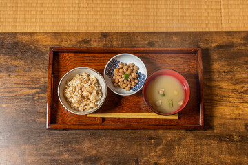 Sticker - ご飯と味噌汁　Brown rice Japanese food
