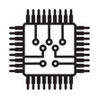 Computer chip / electronic circuit board line art icon for apps and websites