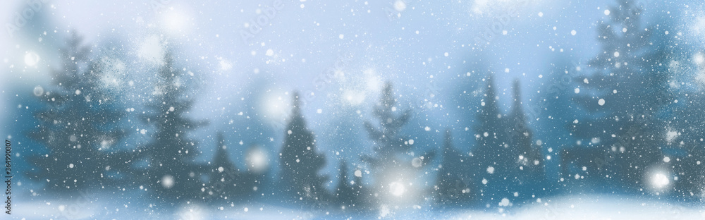 Winter background of snow and the frost with free space for your decoration. Christmas background. - obrazy, fototapety, plakaty 