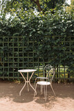 Fototapeta Boho - Table and chairs in garden. Summertime.
