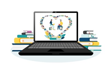 Wall Mural - E-learning, online education at home. Modern vector illustration concepts for website and mobile website development