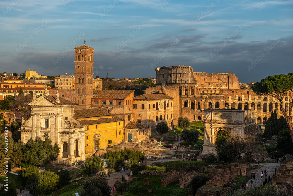 Obraz na płótnie Forum Romanum, widok w kierunku Coloseum, Rzym, Włochy, Europa w salonie