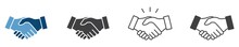 Business Agreement Handshake Icon In Different Style Vector Illustration, Friendly Handshake Icon For Apps And Websites