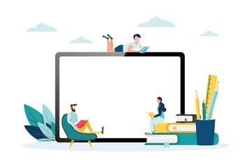 e-learning, online education at home. modern vector illustration concepts for website and mobile web
