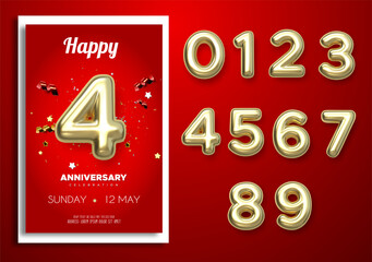 Happy birthday greeting card number setGolden number set of happy greeting card