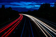 Stunning long exposure shot overlooking the M27 Motorway with vibrant red, white and blue colour 