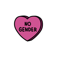 Wall Mural - no gender heart doodle icon, vector color illustration