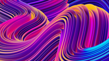 3d abstract geometric twisted ultraviolet shapes, liquid bright background, abstract flow shapes, mu
