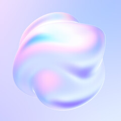 Wall Mural - liquid metal holographic shape in motion. fluid design element for posters banners and flyers. 3d re