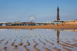 Coast of Blackpool with Tower and Pier, UK