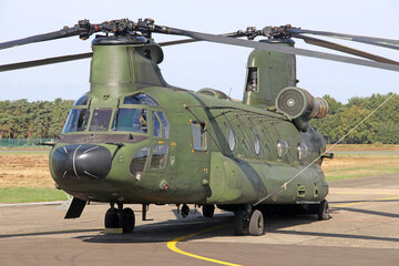 Military double rotor CH-47 Chinook helicopter 