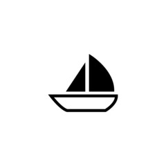 Wall Mural - Sailboat icon in black flat glyph, filled style isolated on white background