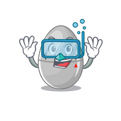 Wall Mural - Egg kitchen time mascot design swims with diving glasses