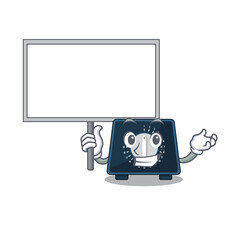 Poster - Cartoon picture of kitchen timer mascot design style carries a board