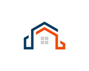 Poster - Blue and orange abstract house