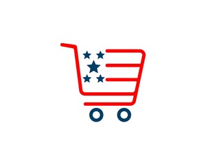 Wall Mural - red shopping cart with blue star inside