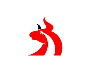 Wall Mural - Bull head with rising star inside