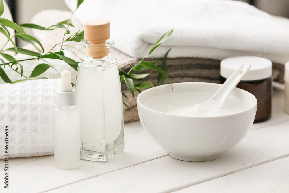 Healthy rice water on table