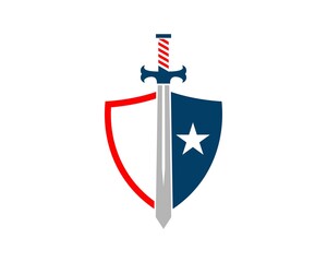 Sticker - Shield and star with knight sword