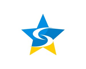 Sticker - Blue and yellow star with S letter initial