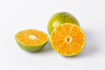 Wall Mural - orange fruit on white background