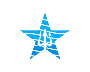 Wall Mural - Blue star with trident inside
