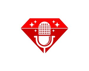 Wall Mural - Red diamond with podcast microphone inside