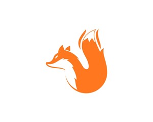 Wall Mural - Orange fox with U letter initial