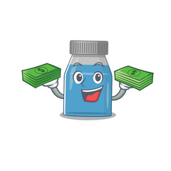 Sticker - A wealthy syrup medicine cartoon character having much money on hands