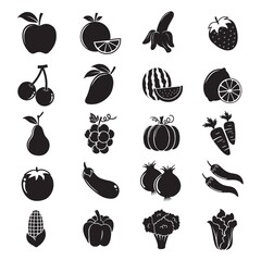 Sticker - fruit and vegetable silhouettes